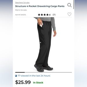 Skechers Scrubs Structure 4 Pocket Drawstring Cargo Pants